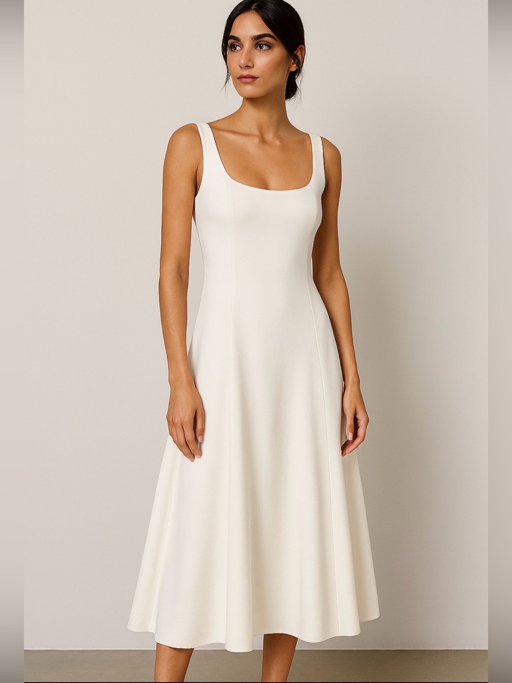 ZARA WOMAN NEW SS25 ZW
COLLECTION MIDI DRESS ECRU White Size small